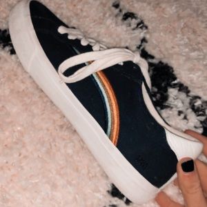 madewell navy/ rainbow stripe sneakers